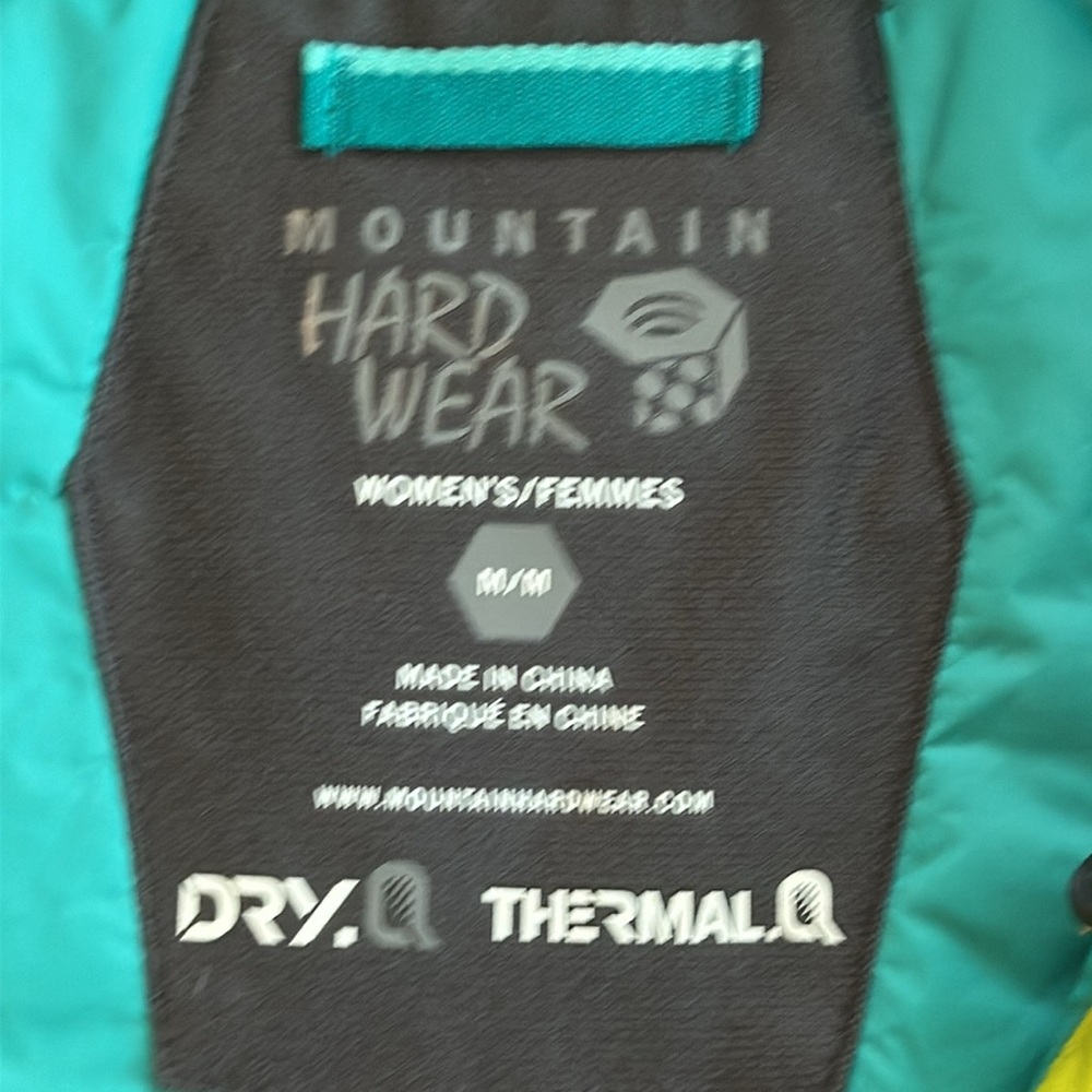 Mountain Hardwear Women's Lime Green Striped Ski Jacket - Picture 4 of 13